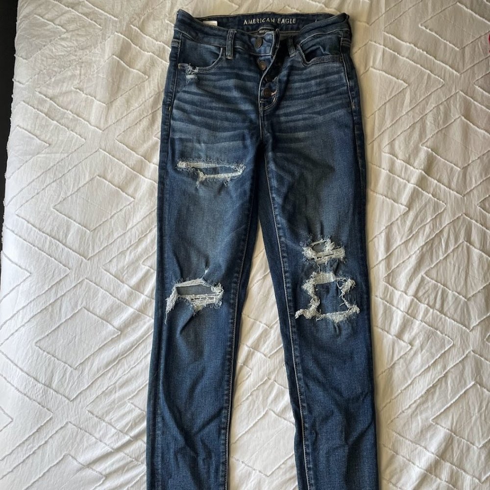 American Eagle - Ne(x)t Level High Waisted Distressed /Patched Jeggings